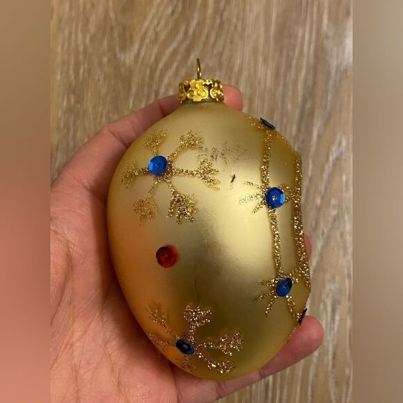 Gold mercury glass easter egg Christmas tree ornament holiday decor 3.75” - Picture 5 of 6